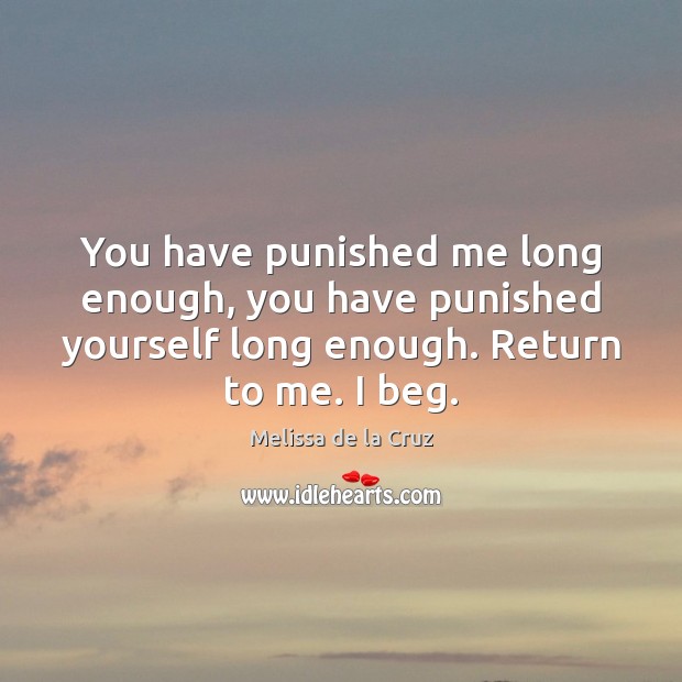 You have punished me long enough, you have punished yourself long enough. Melissa de la Cruz Picture Quote