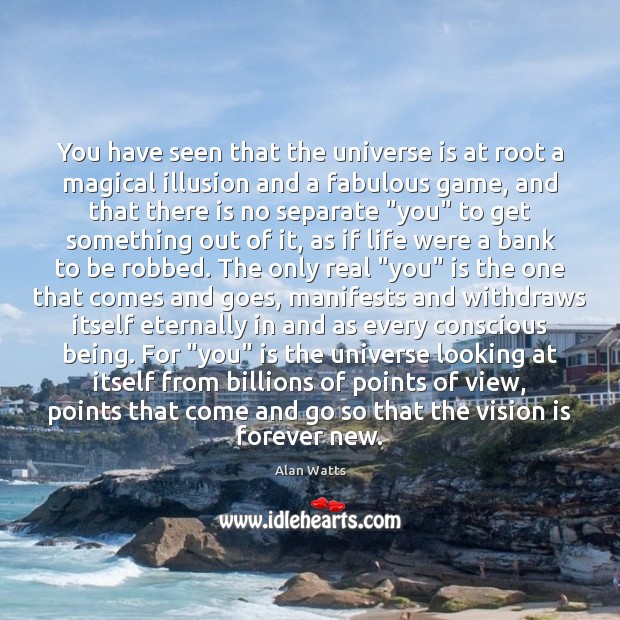 You have seen that the universe is at root a magical illusion Alan Watts Picture Quote