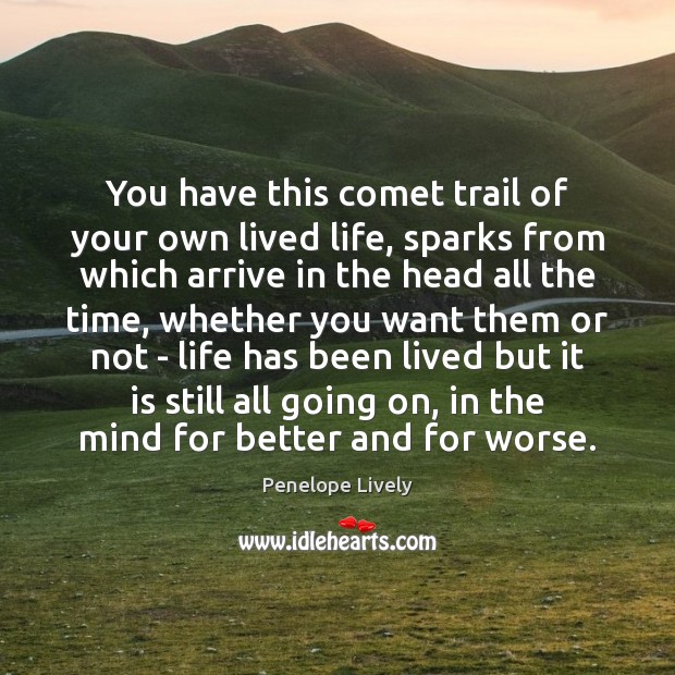 You have this comet trail of your own lived life, sparks from Penelope Lively Picture Quote
