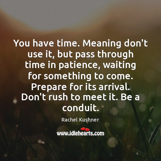 You have time. Meaning don’t use it, but pass through time in Rachel Kushner Picture Quote