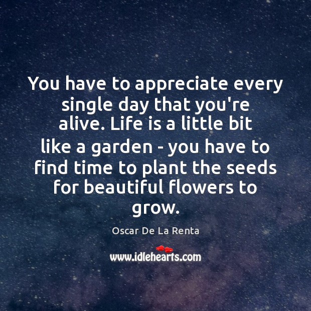 You have to appreciate every single day that you’re alive. Life is Oscar De La Renta Picture Quote