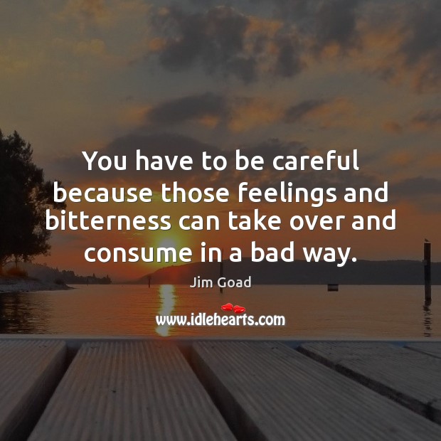 You have to be careful because those feelings and bitterness can take Jim Goad Picture Quote
