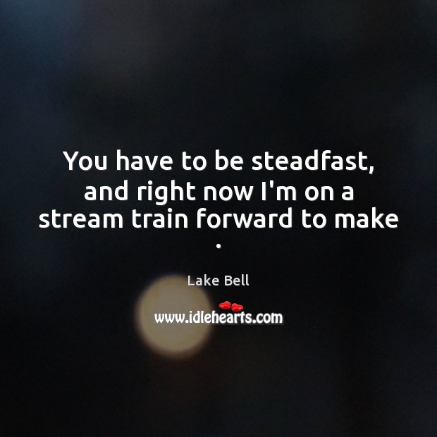 You have to be steadfast, and right now I’m on a stream train forward to make . Lake Bell Picture Quote