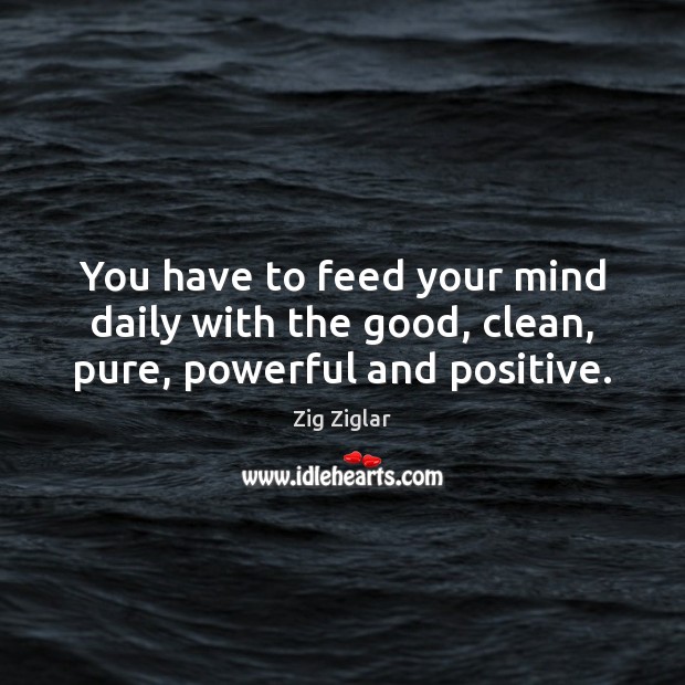 You have to feed your mind daily with the good, clean, pure, powerful and positive. Zig Ziglar Picture Quote