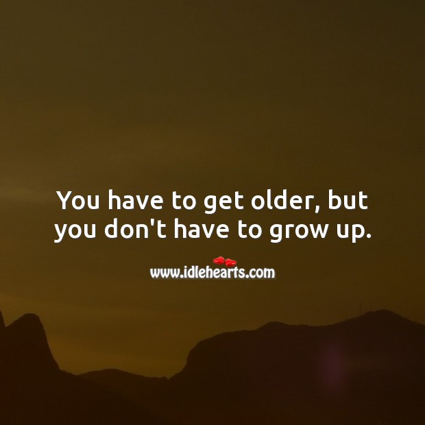 You have to get older, but you don’t have to grow up. Image