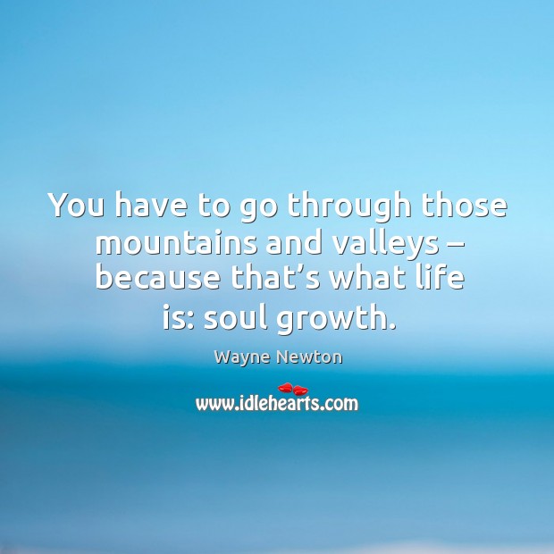 You have to go through those mountains and valleys – because that’s what life is: soul growth. Wayne Newton Picture Quote