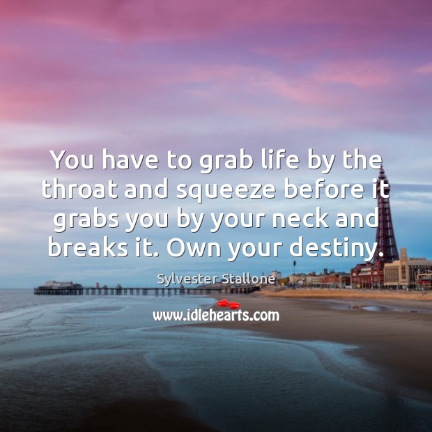 You have to grab life by the throat and squeeze before it Sylvester Stallone Picture Quote