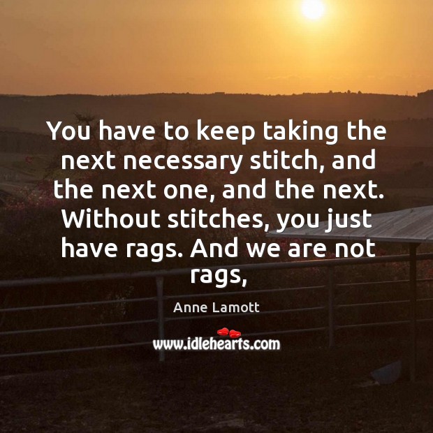 You have to keep taking the next necessary stitch, and the next Anne Lamott Picture Quote