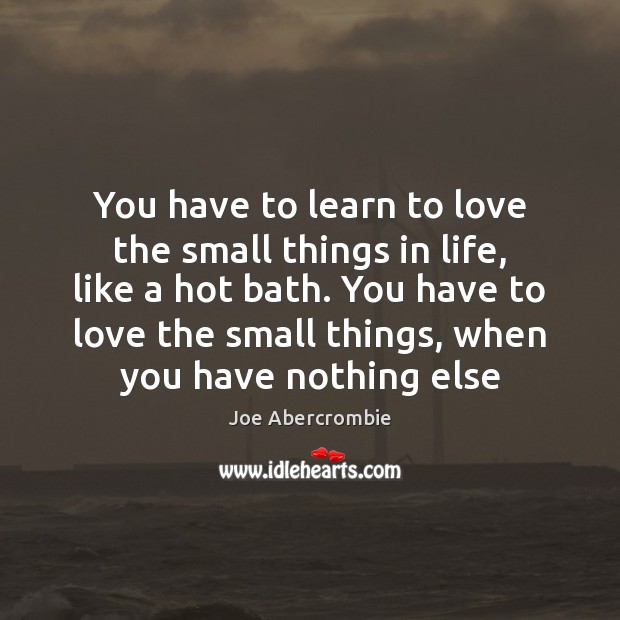 You have to learn to love the small things in life, like Joe Abercrombie Picture Quote