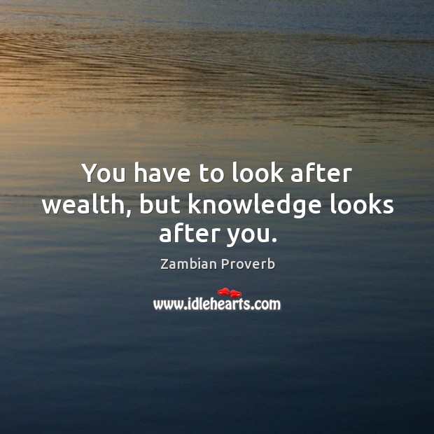 You have to look after wealth, but knowledge looks after you. Zambian Proverbs Image