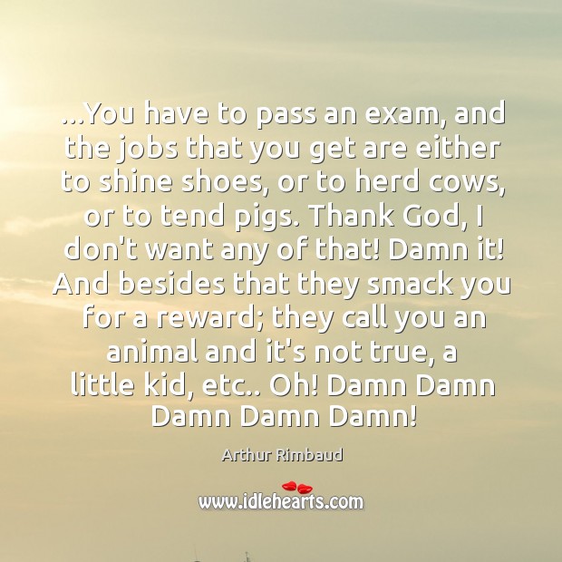 …You have to pass an exam, and the jobs that you get Arthur Rimbaud Picture Quote