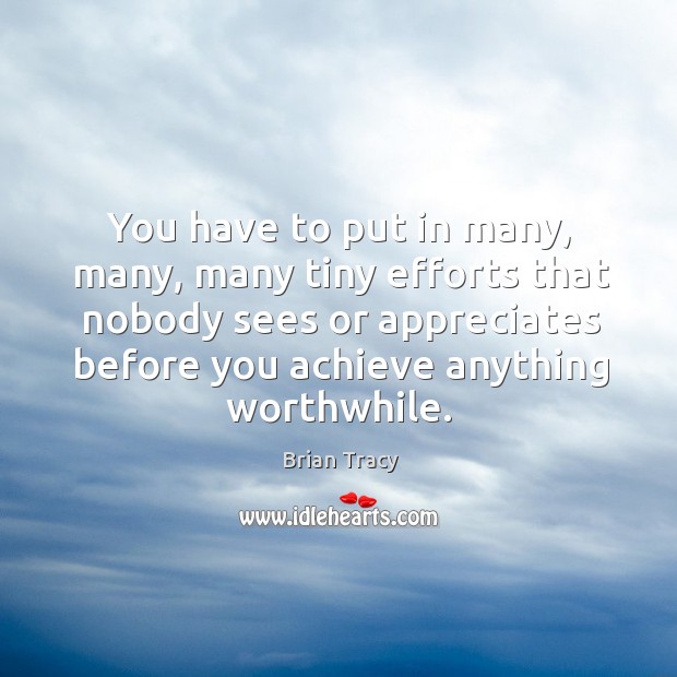 You have to put in many, many, many tiny efforts that nobody sees or appreciates Image