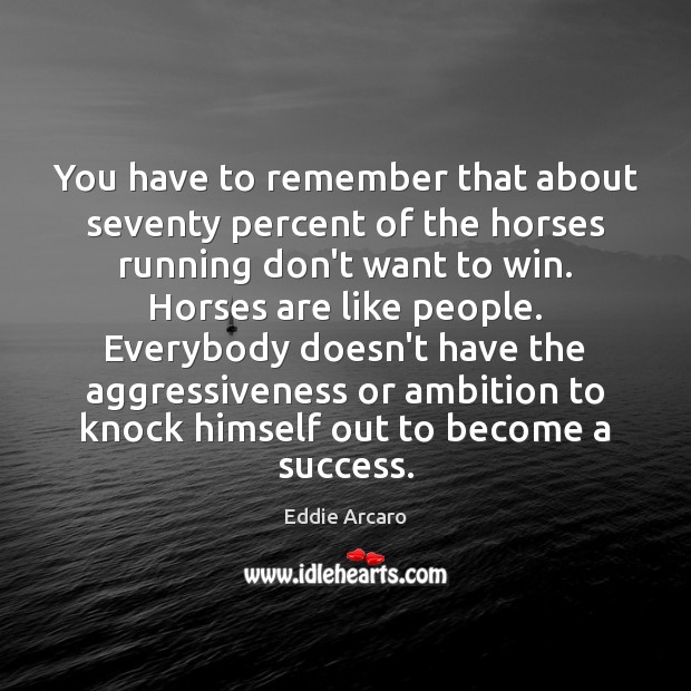 You have to remember that about seventy percent of the horses running Eddie Arcaro Picture Quote