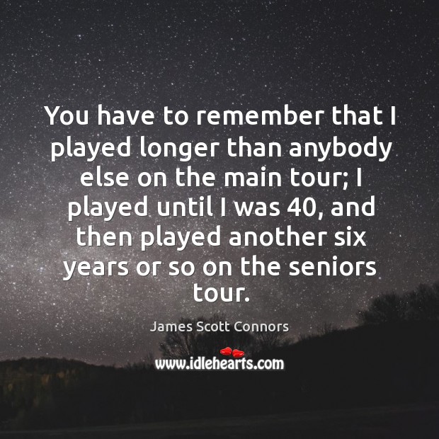 You have to remember that I played longer than anybody else on the main tour James Scott Connors Picture Quote