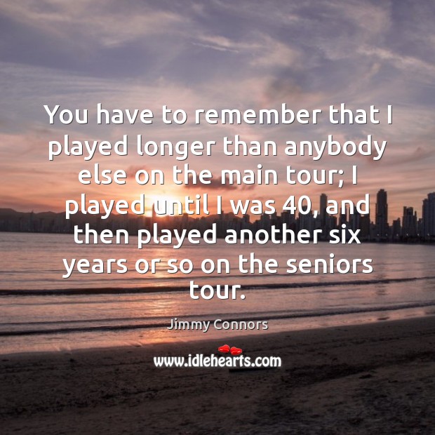 You have to remember that I played longer than anybody else on Jimmy Connors Picture Quote