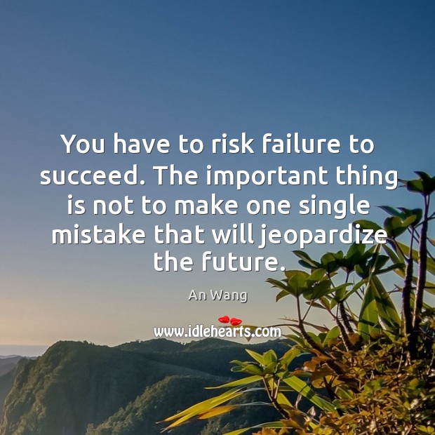 You have to risk failure to succeed. The important thing is not to make one single mistake An Wang Picture Quote