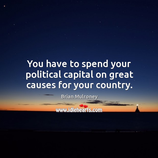 You have to spend your political capital on great causes for your country. Brian Mulroney Picture Quote
