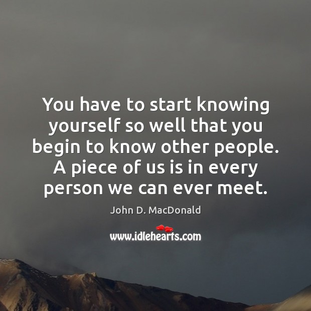 You have to start knowing yourself so well that you begin to John D. MacDonald Picture Quote