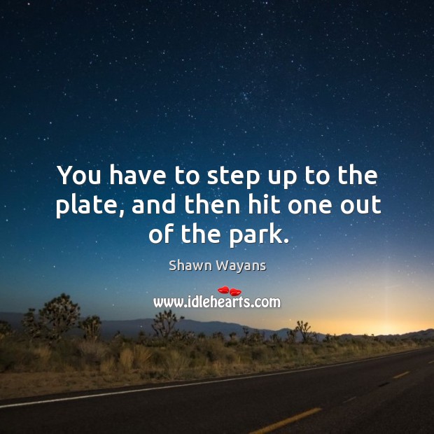 You have to step up to the plate, and then hit one out of the park. Shawn Wayans Picture Quote