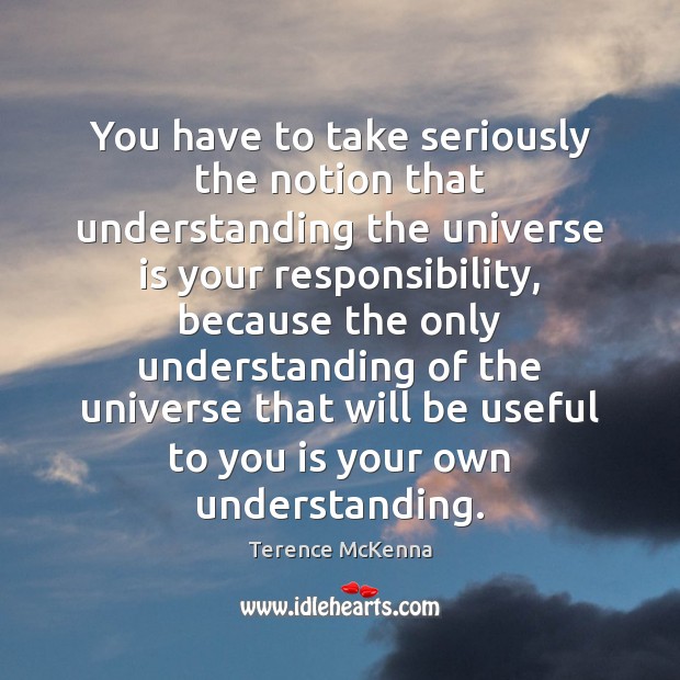 You have to take seriously the notion that understanding the universe is Image