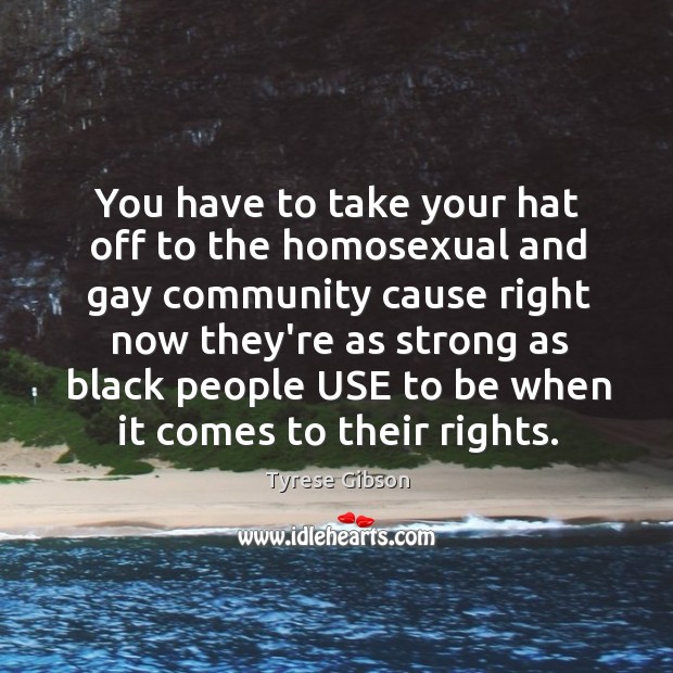 You have to take your hat off to the homosexual and gay Tyrese Gibson Picture Quote
