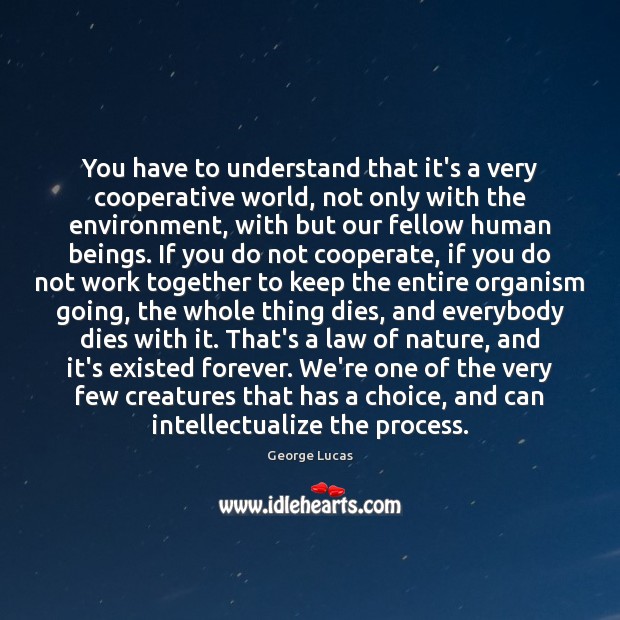 You have to understand that it’s a very cooperative world, not only George Lucas Picture Quote