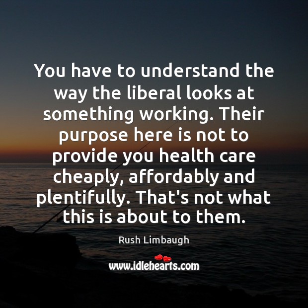 You have to understand the way the liberal looks at something working. Rush Limbaugh Picture Quote
