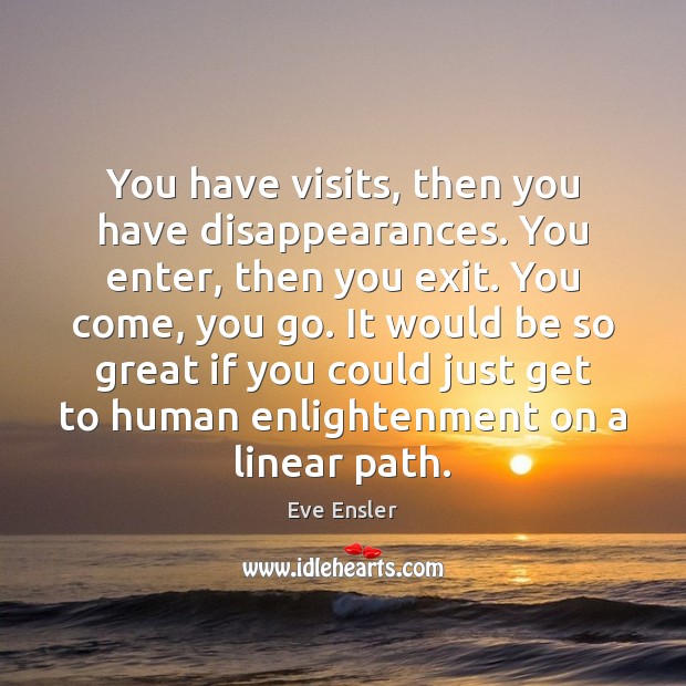 You have visits, then you have disappearances. You enter, then you exit. Eve Ensler Picture Quote