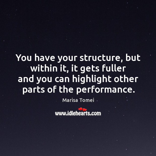 You have your structure, but within it, it gets fuller and you can highlight other parts of the performance. Image