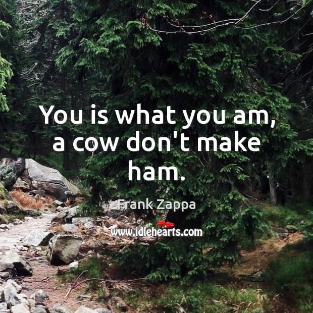 You is what you am, a cow don’t make ham. Image