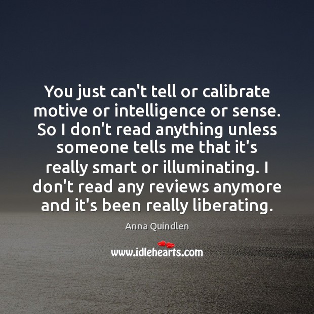 You just can’t tell or calibrate motive or intelligence or sense. So Anna Quindlen Picture Quote