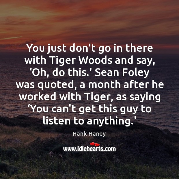 You just don’t go in there with Tiger Woods and say, ‘Oh, Hank Haney Picture Quote