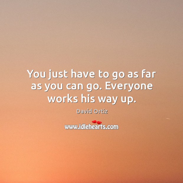 You just have to go as far as you can go. Everyone works his way up. David Ortiz Picture Quote