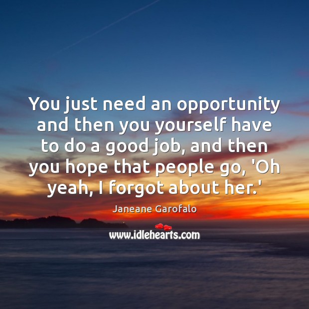 You just need an opportunity and then you yourself have to do Janeane Garofalo Picture Quote