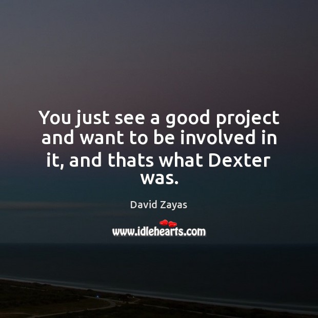 You just see a good project and want to be involved in it, and thats what Dexter was. David Zayas Picture Quote