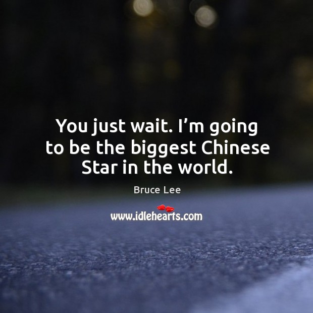 You just wait. I’m going to be the biggest chinese star in the world. Bruce Lee Picture Quote