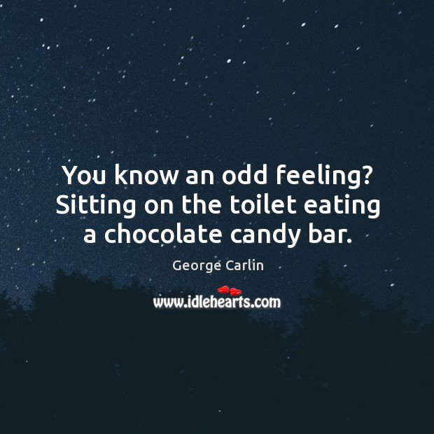 You know an odd feeling? sitting on the toilet eating a chocolate candy bar. George Carlin Picture Quote