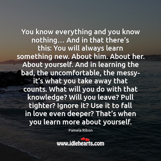 You know everything and you know nothing… And in that there’s Pamela Ribon Picture Quote