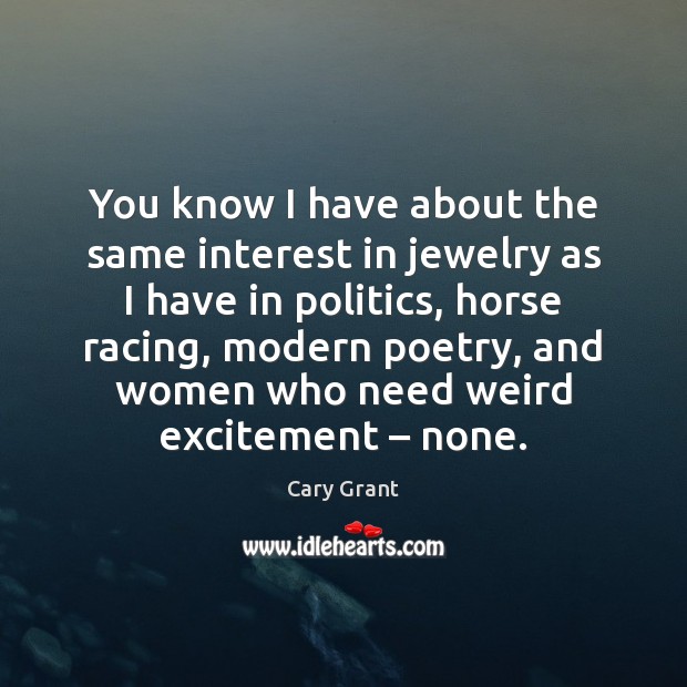You know I have about the same interest in jewelry as I Cary Grant Picture Quote