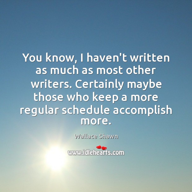 You know, I haven’t written as much as most other writers. Certainly Wallace Shawn Picture Quote