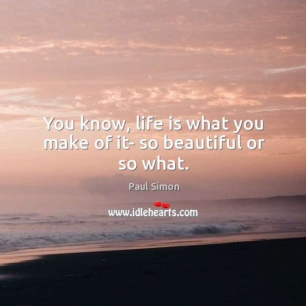 You know, life is what you make of it- so beautiful or so what. Image
