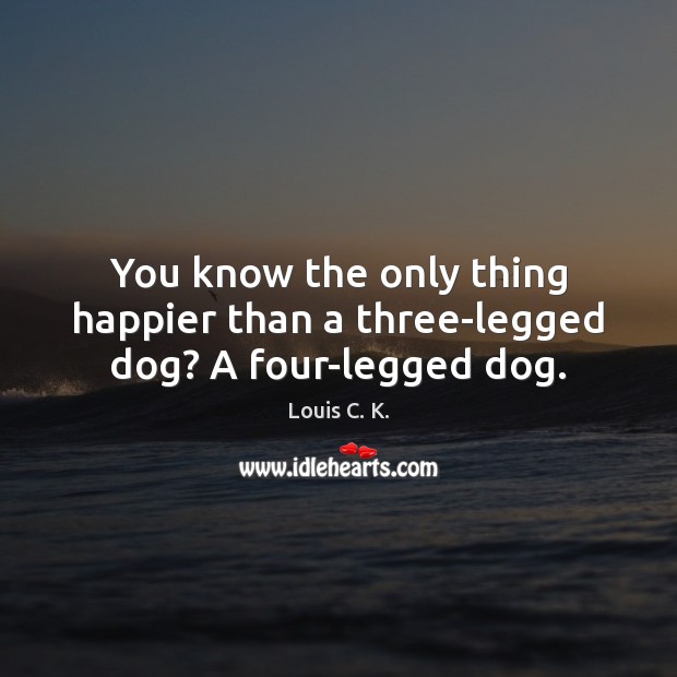 You know the only thing happier than a three-legged dog? A four-legged dog. Louis C. K. Picture Quote