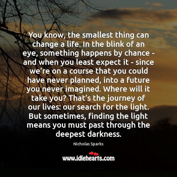 You know, the smallest thing can change a life. In the blink Chance Quotes Image