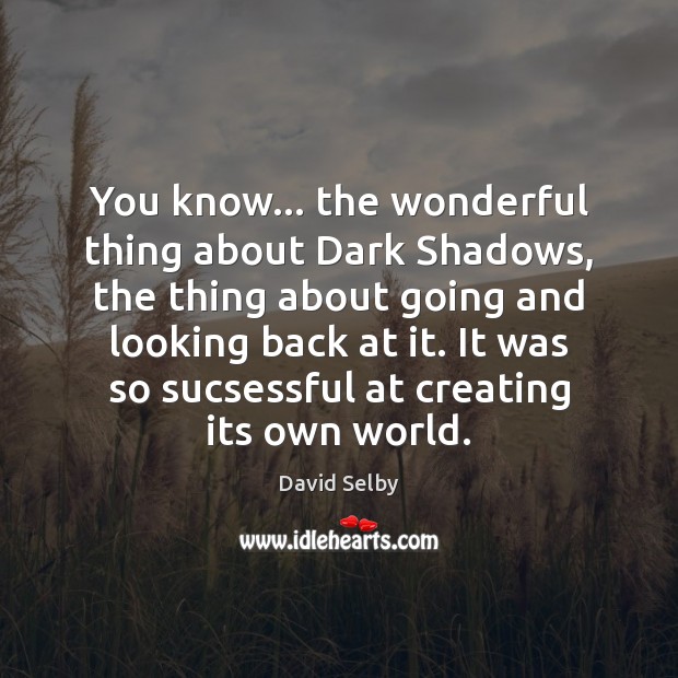 You know… the wonderful thing about Dark Shadows, the thing about going David Selby Picture Quote