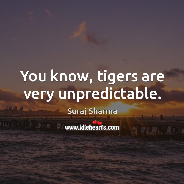You know, tigers are very unpredictable. Suraj Sharma Picture Quote