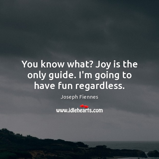 You know what? Joy is the only guide. I’m going to have fun regardless. Joseph Fiennes Picture Quote