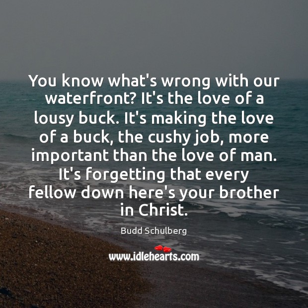 You know what’s wrong with our waterfront? It’s the love of a Budd Schulberg Picture Quote