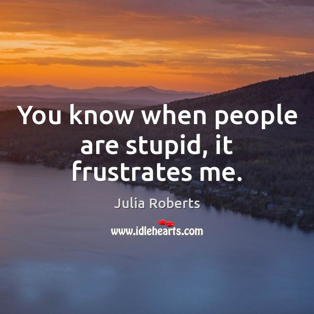 You know when people are stupid, it frustrates me. Julia Roberts Picture Quote