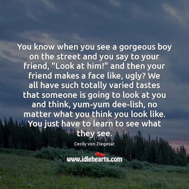 You know when you see a gorgeous boy on the street and Cecily von Ziegesar Picture Quote