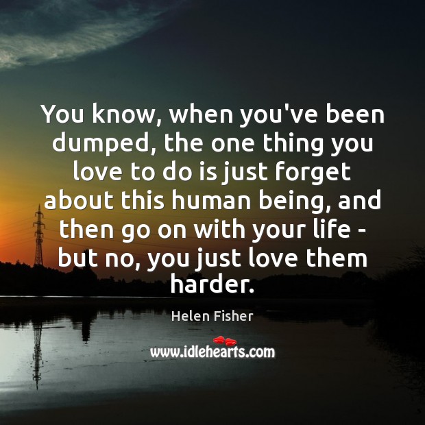 You know, when you’ve been dumped, the one thing you love to Helen Fisher Picture Quote